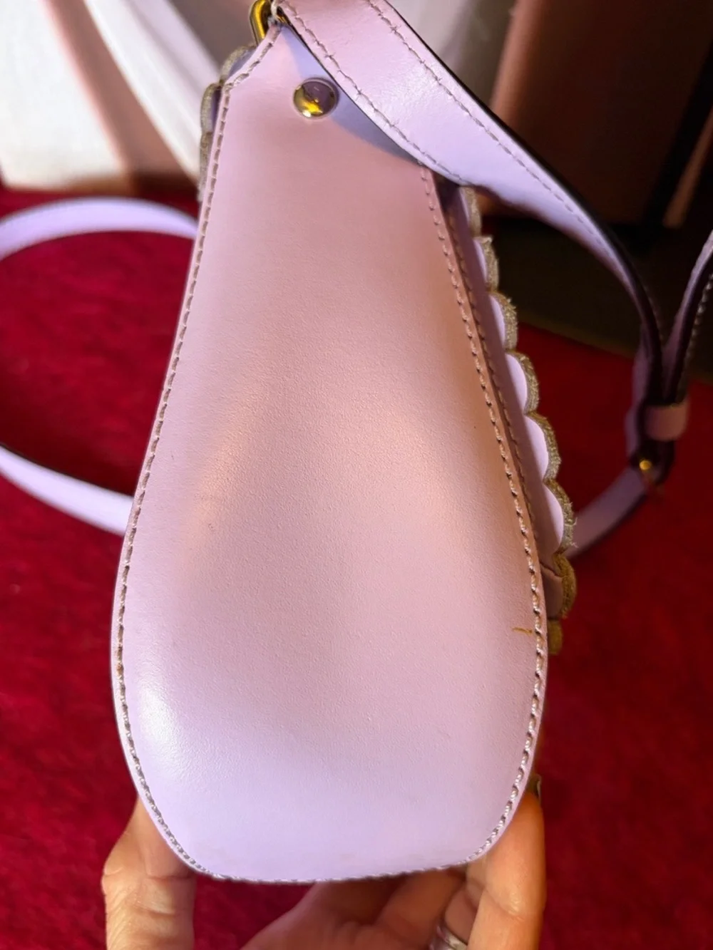 KATE SPADE NY LILAC ROAD SETH SMOOTH LEATHER SCALLOPED ADJUSTABLE CROSSBODY BAG
